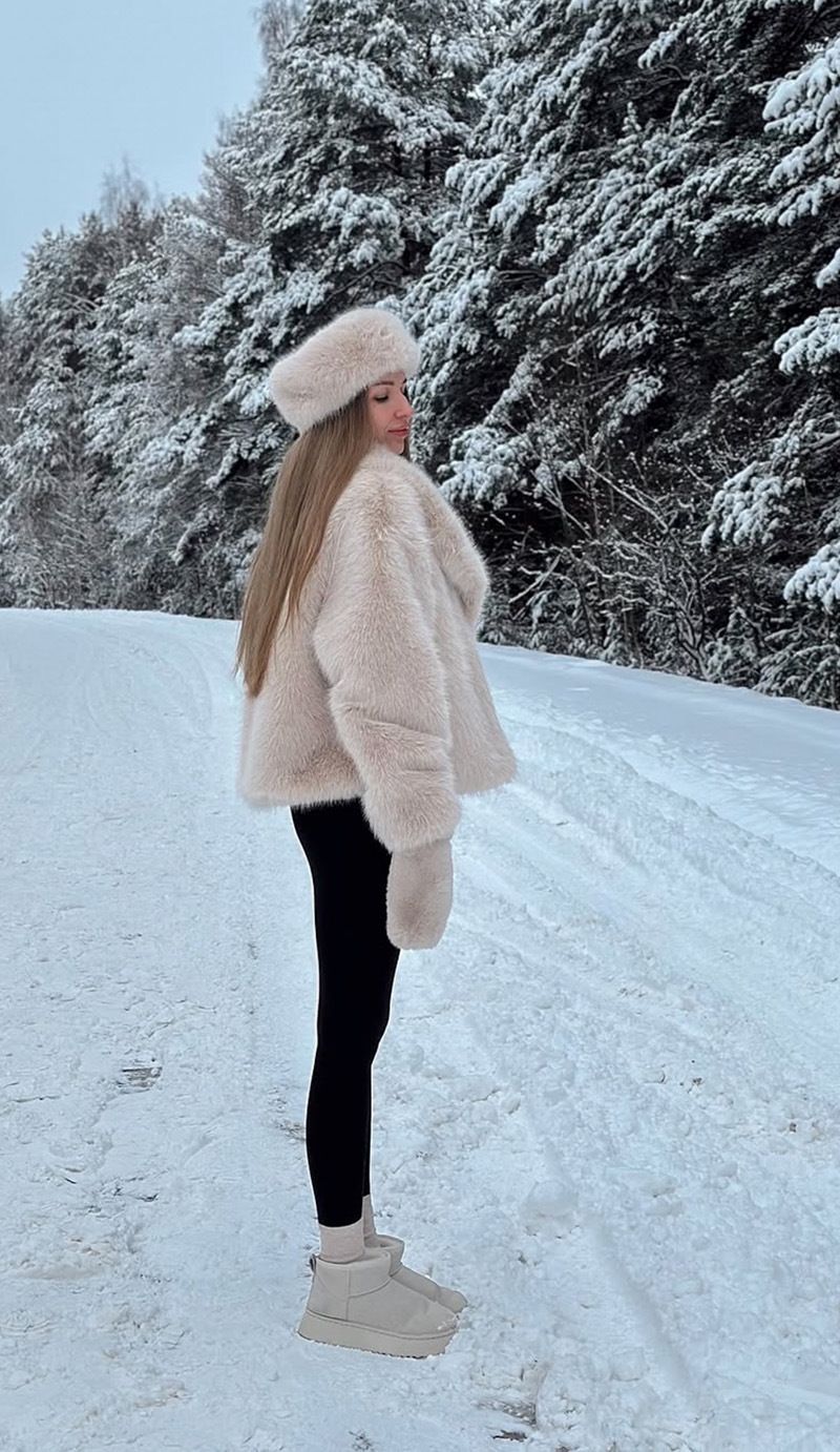 Luxuriöser Kunstfuchspelzmantel, modische Winterjacke für Damen mit übergroßem Revers – weicher und flauschiger Kunstpelzmantel, eleganter Pendlerstil, Beige_voghion.com