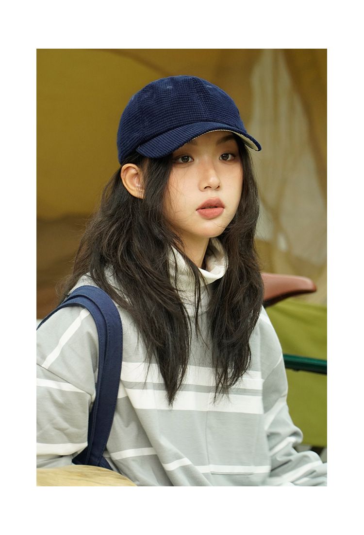 Unisex Trendy Koreanische Version Vielseitiger Basic Baseball Einfarbig Cord Duckbill Cap Paar Lässiger Cooler Hut_voghion.com