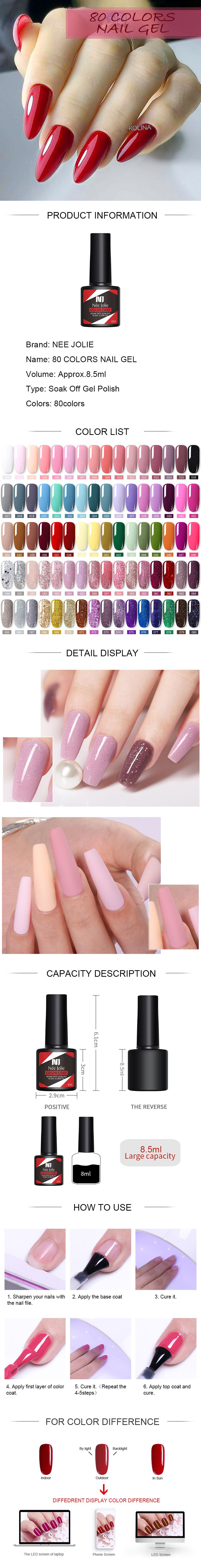 Nee Jolie UV-Gel-Nagellack-Set mit 80 Farben – professionelle Salonqualität, mehrere Sets für die DIY-Maniküre erhältlich_voghion.com