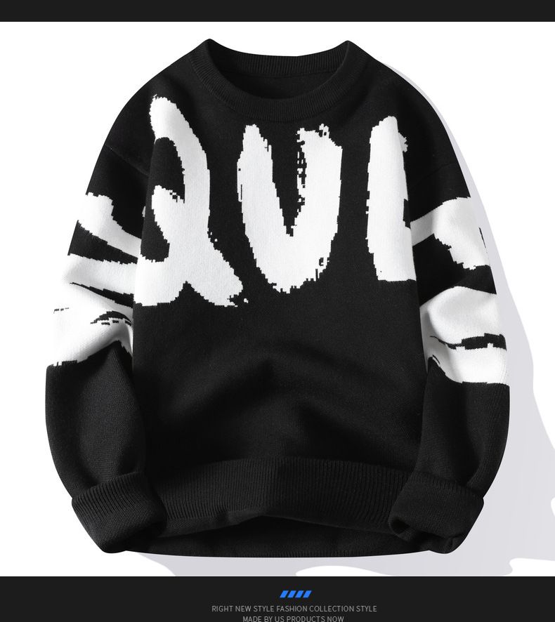 Herretøj Sweater Mænd Efterår-vinter Mænds fortykket sweater Mænd Trend Strik med stort bogstav til mænd_voghion.com