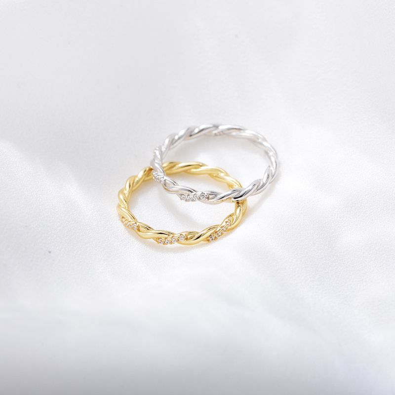 Damenschmuck S925 Sterling Silber Linie Twisted Twisted Ring Design Nische High End Light Luxus Diamantring Handschmuck_voghion.com