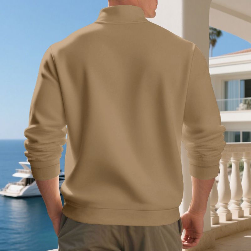 Herren-Pullover mit Fleecefutter und halbem Reißverschluss in Übergröße – lässiger, einfarbiger Hoodie für Herbst und Winter_voghion.com