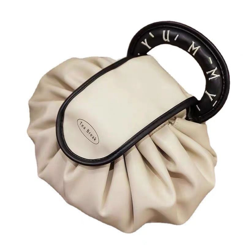 PU high-end makeup bag, women's portable large capacity travel makeup storage bag, drawstring toiletry bag storage bag_voghion.com