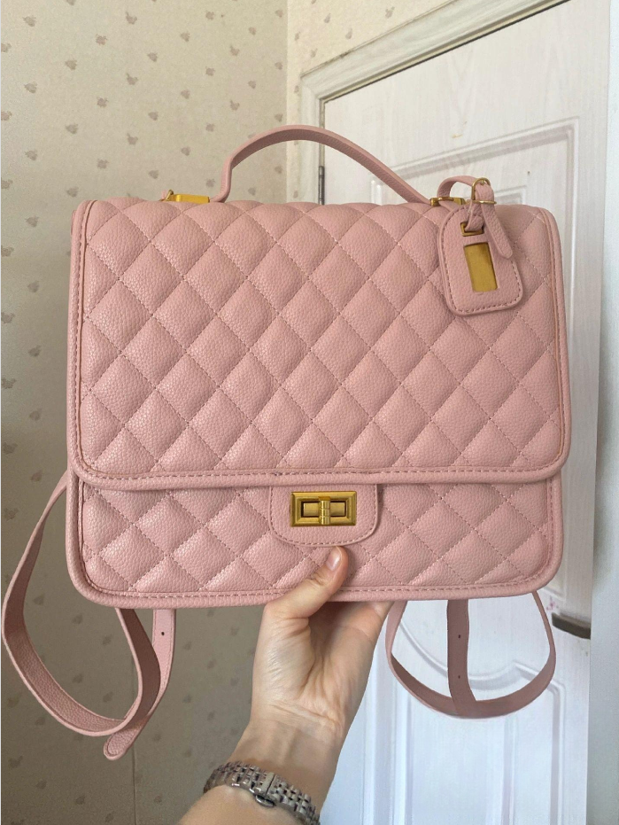 Korean backpack, large capacity bag, 2024 new versatile handbag, student diamond grid shoulder feel, small fragrance_voghion.com