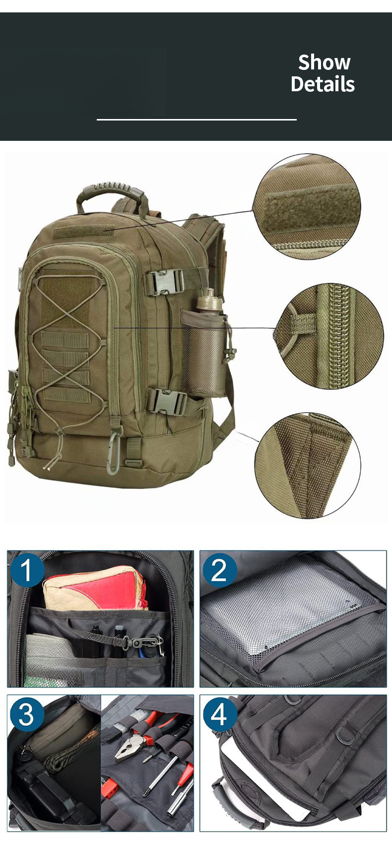 Durable Camouflage Tactical Backpack Outdoor Sports Mountaineering Cycling Anti Splashing Large Capacity Backpack_voghion.com