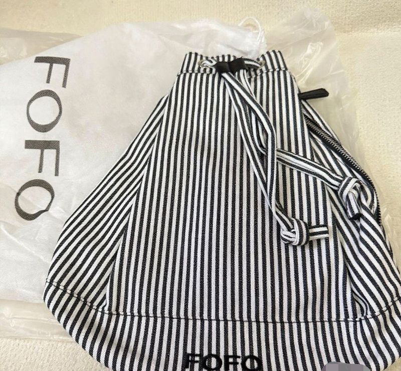 FOFO Striped Sailor For Women Korean Style Niche Desiner Double Shoulder Genuine Leather Drawstrin Crossbody Bucket_voghion.com