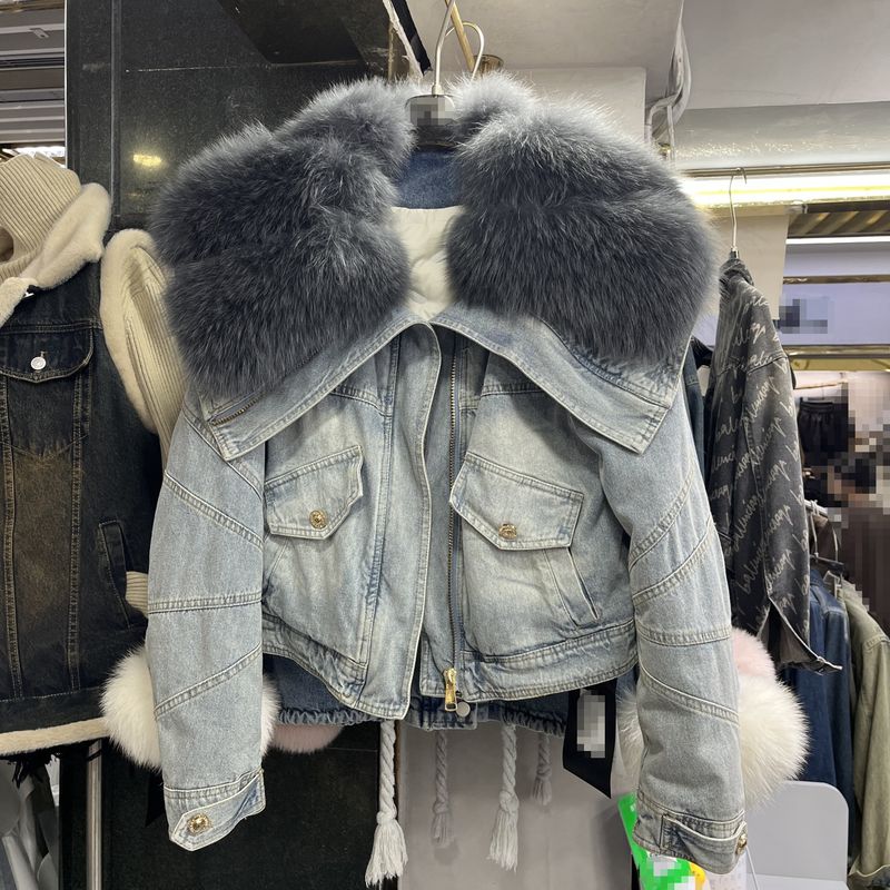Abbigliamento invernale nuovo, giacca in pelliccia di volpe con collo largo, parka foderato spesso da donna_voghion.com