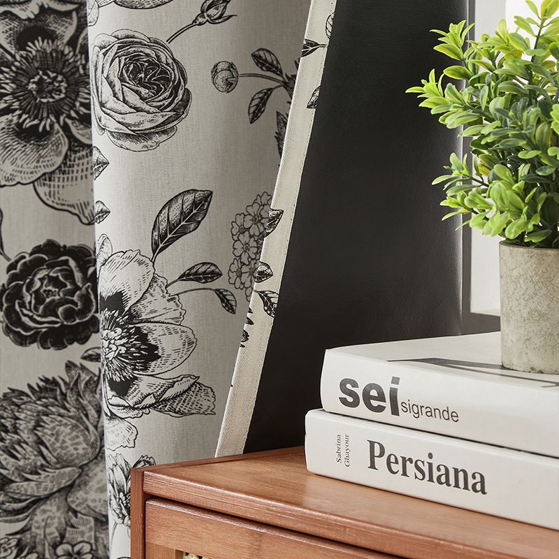 Blackout Curtains - British & American Floral Print With Grommet Top, Eco-Friendly Coating For Living Room & Bedroom (100% Light Blocking)_voghion.com