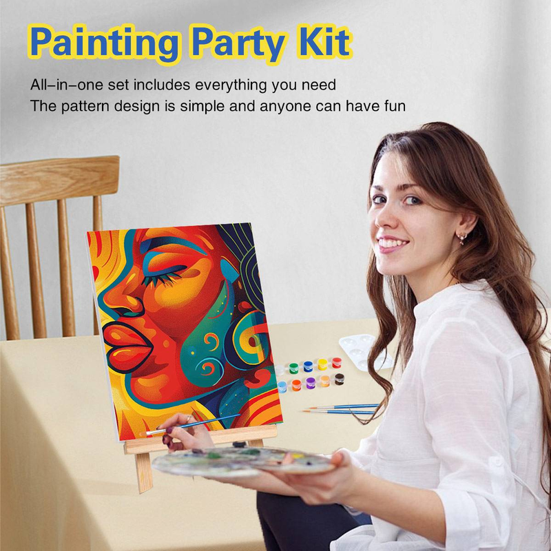 2pcs Framed Paint And Kit Pre Drawn For Painting Stretched Canvases Painting Paint Party Kits Colorful Women And Man Paint Art Set 20x25cm/8x10inch_voghion.com
