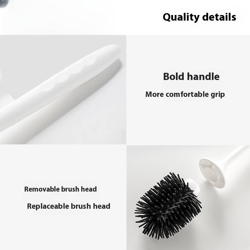 Toilettenbürstenset zur Wandmontage – Reinigungsbürste mit langem Griff und weichen Borsten für das Badezimmer, Installation ohne Bohren, inklusive Halter und Ersatzkopf_voghion.com