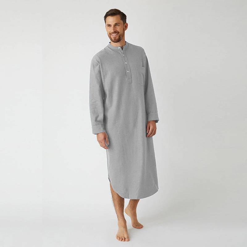 Herrenbekleidung Mode Ethno-Stil Langarm Muslim Longshirt_voghion.com