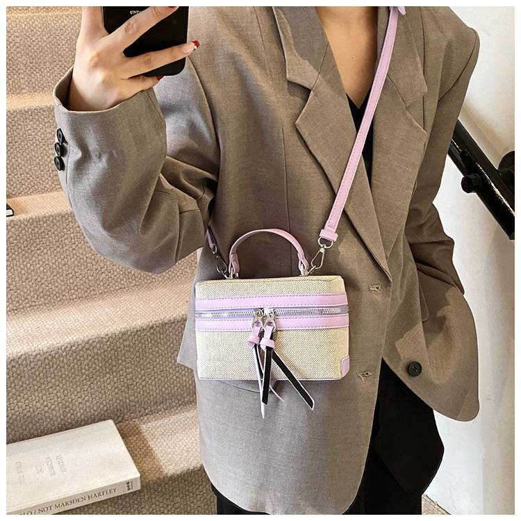 Borse da donna, nuovo design di nicchia, borsa a tracolla in tela retrò con giunzioni, versatile borsa da pendolare, borsa a tracolla, borsa per il pranzo_voghion.com