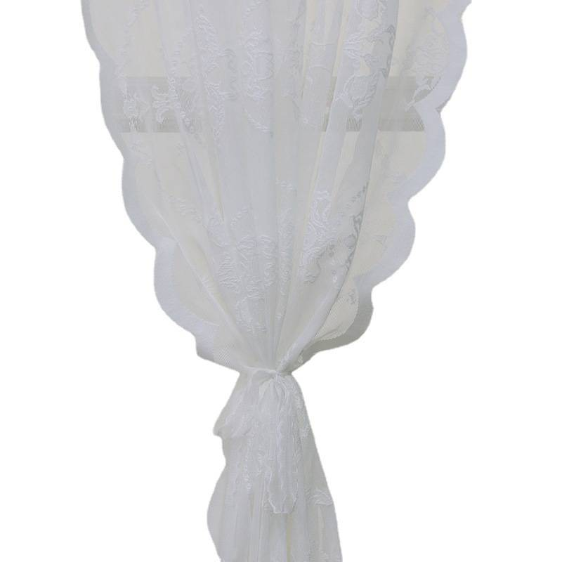 Elegant Lace Voile Window Curtain – White Sheer Drape With Floral Embroidery For Living Room, Bay Window, Café – Lightweight & Breathable_voghion.com