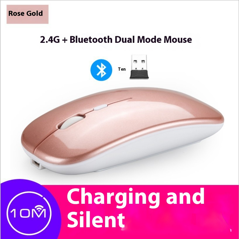 Rechargeable Silent Wireless Mouse – Bluetooth & 2.4G Dual-Mode, 1600DPI, Ergonomic Design For Laptop/PC_voghion.com