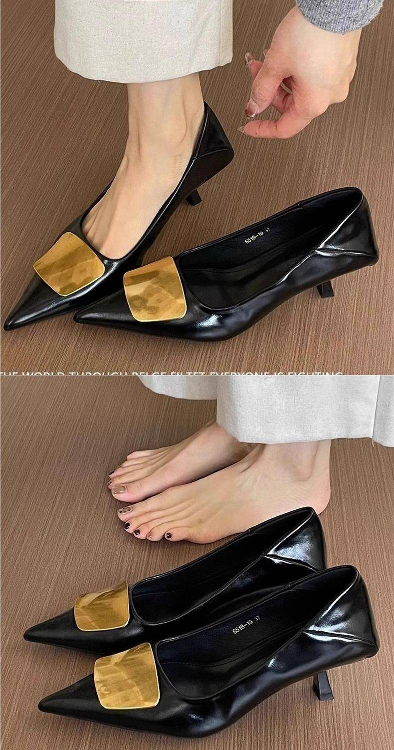 French Pointed High Heels Women's Shoes 2025 Spring New Style Niche Design Temperament Lady Stilettos_voghion.com