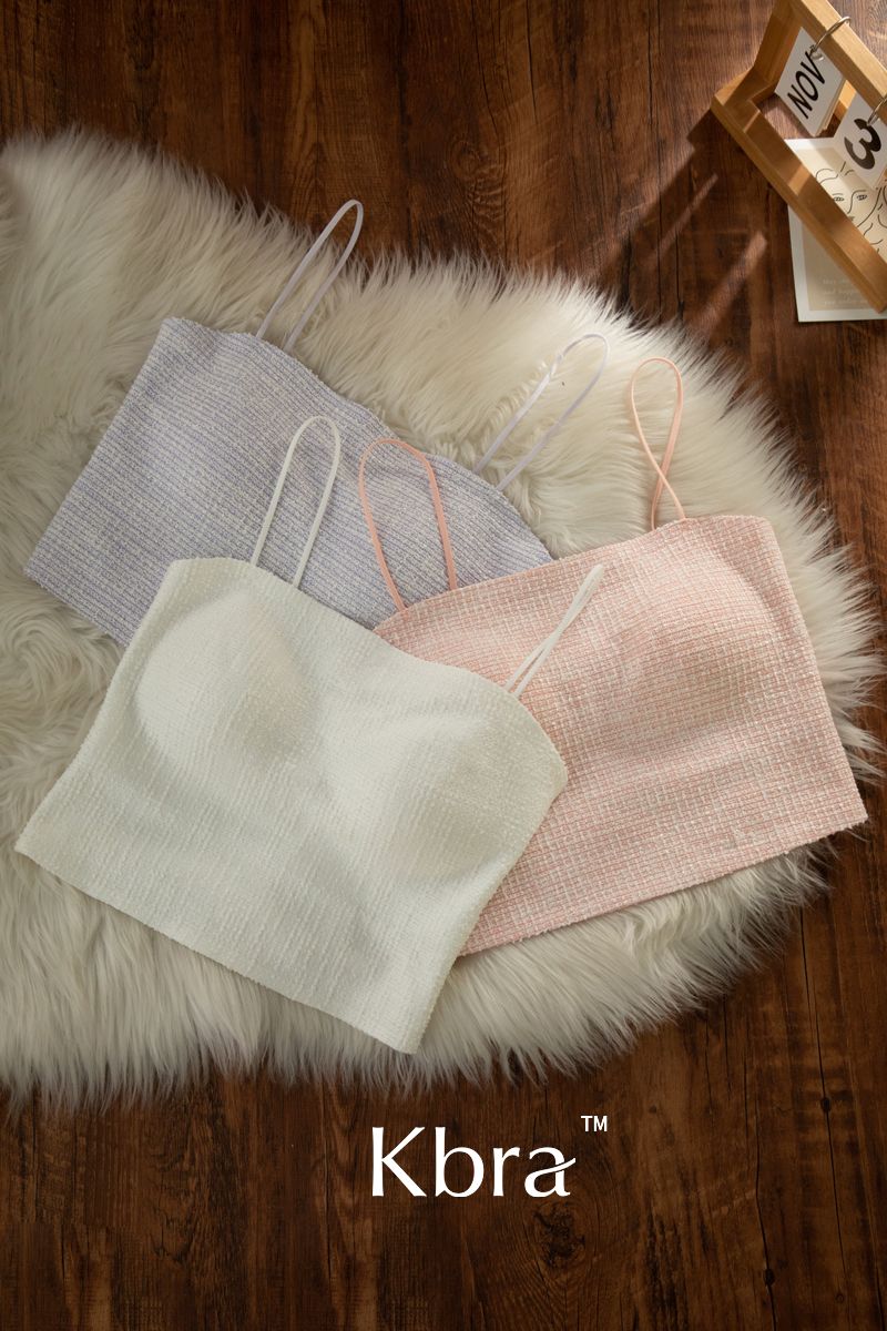 Canotta da donna in stile classico KBRA, reggiseno imbottito monopezzo, intimo con spalline sottili, top a tubino_voghion.com