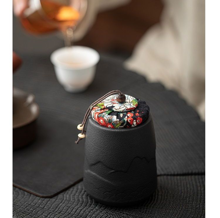 Ceramic Sealed Tea Caddy Storage Tank Portable Home Container Organizer for Tea Coffee Herb Candy Chocolate Sugar Spices_voghion.com