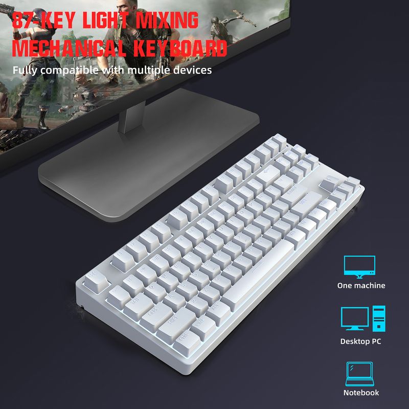 Farfi Mechanische N-Key Rollover Red Switch Ergonomische 87 Tasten E-Sport Kabelgebundene Tastatur für Windows 10/8/7/XP_voghion.com