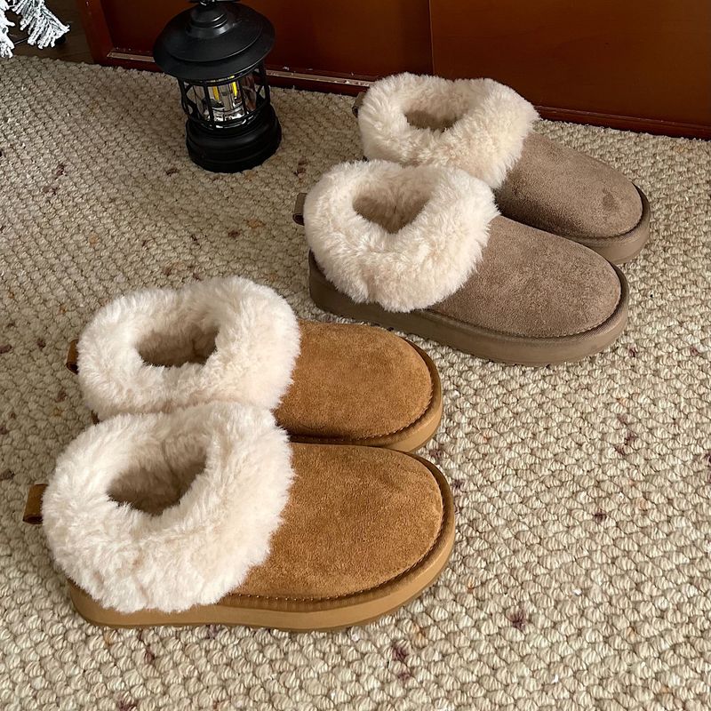 Wolken auf dem Baum ~ 2025 Winter Neue verdickte Fleece-Schaffell-Schneestiefel für Frauen Warme Baumwollschuhe_voghion.com