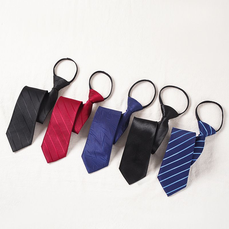 Cravatta da uomo con cerniera, elegante e formale, per donna, sposo, matrimonio, blu a righe, sottile, nera, senza nodo, facile da tirare_voghion.com