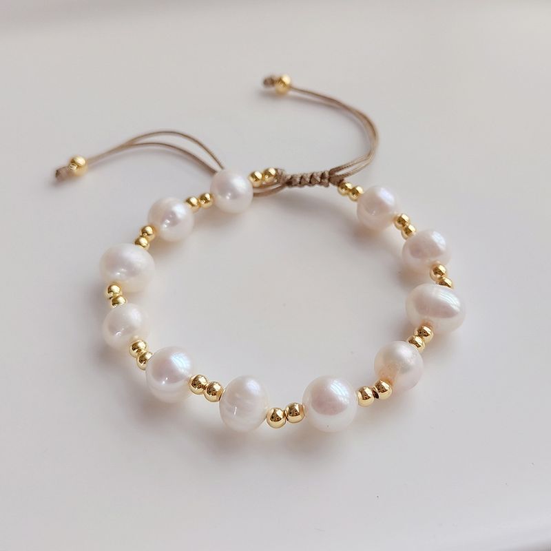 Pulsera de perlas naturales versátil de moda con micropavé de diamantes multicapa y cadena cubana de hip hop para mujer_voghion.com