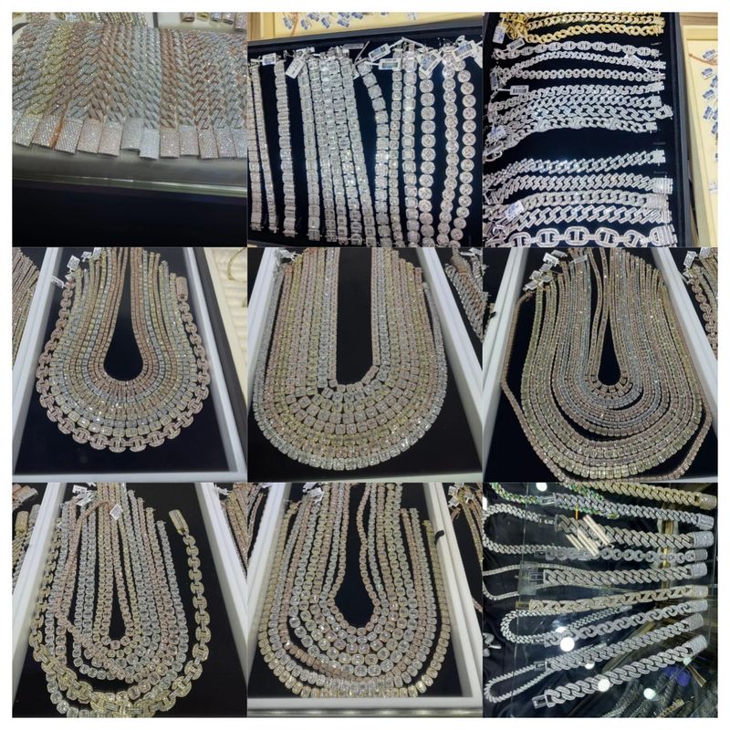 15mm Hip Hop VVS Diamond Baguette Cuban Link Chain Moissanite Sier Jewelry Box Necklaces Hiphop_voghion.com
