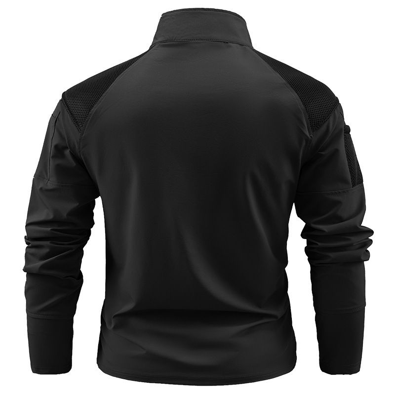 Autumn Outdoor Casual Sports Stand-Up Collar Long-Sleeved Sweatshirt, Ice Silk Elastic Quick-Drying Men's Zipper_voghion.com