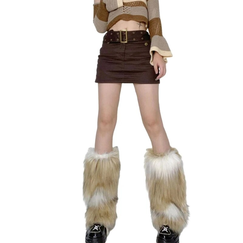 Costume de fête en fourrure pour femmes, fausse fourrure Sexy, chaussures longues pelucheuses, couvre-poignets, jambières/manches de bottes/couvre-bottes, cadeaux_voghion.com