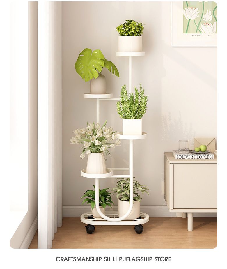 Living Room Floor-standing Movable Stand Balcony Plant Rack Iron Art Multi-layer Succulent Flower Pot Holder_voghion.com