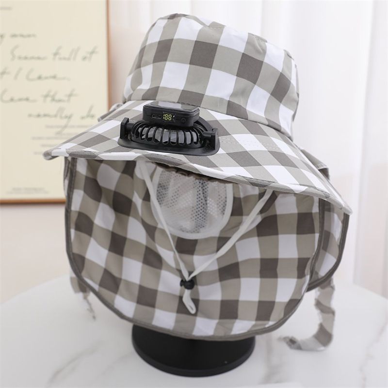 Protection Women, Summer Solar Charging With Fan, Full Face Mask, Outdoor Sun Hat For Moms And Grandmas_voghion.com