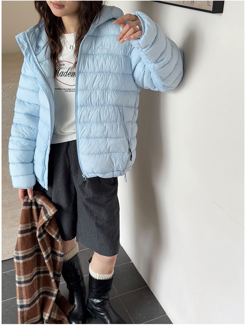Women's Lightweight Hooded Puffer Jacket - Winter Warm Coat With Softshell Fabric, Slim Fit Zip-Up Outerwear For Casual & Commuting_voghion.com