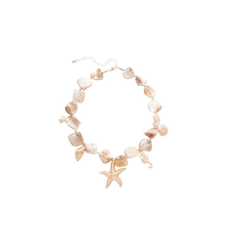 Shell Starfish Seahorse Conch Necklace Ocean Series Beach Vacation Style Collarbone Niche Light Luxury High-End Neck_voghion.com