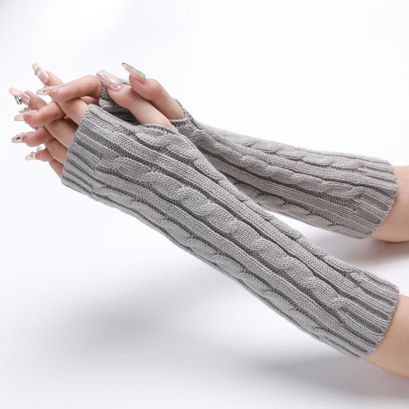 30 cm Fried Dough Twists Handschuhe Neue Herbst Winter Männer und Frauen Mittellange Strickwolle Warmer Tau Halbfingerarm_voghion.com