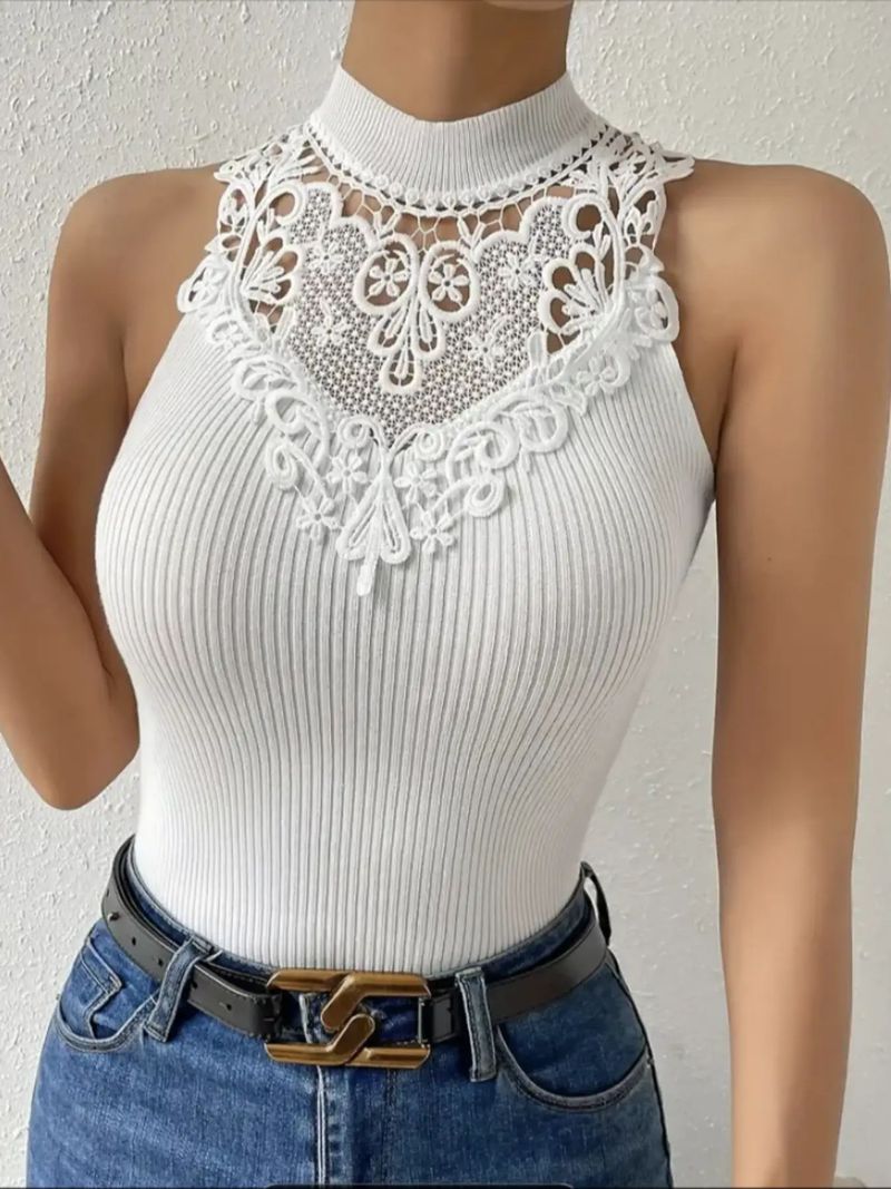 Canotta in maglia slim fit da donna – Un capo essenziale per la primavera/estate (bianco, S/M/L)_voghion.com