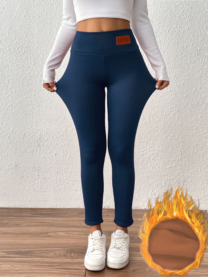 Pantaloni caldi in pelle di agnello color caffè per le donne in inverno, vita alta e snellenti con fodera in pile_voghion.com