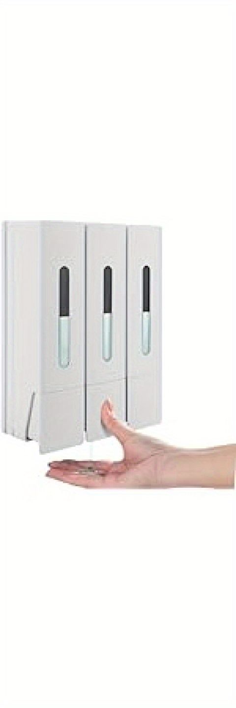 Wandmontierter Seifenspender, Duschgelspender, Dreifach-Shampoo- und Spülungsspender, ohne Bohren, ABS, 300 ml * 3_voghion.com