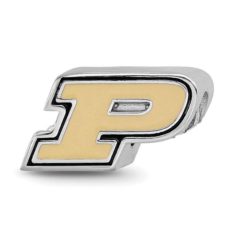 Sterling Silver Rhodium-plated LogoArt Purdue University Letter P Enameled Logo Bead_voghion.com