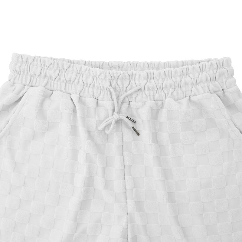 2025 American Oversize Trendy Men's Checkerboard Spring Summer Loose Sports Casual Two-Piece Set_voghion.com