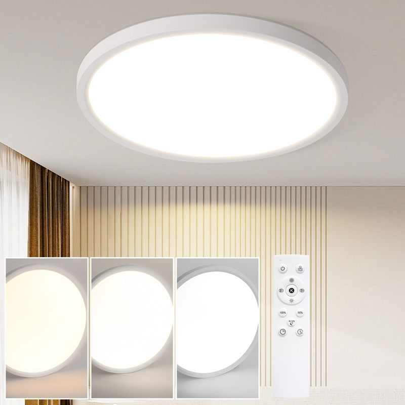 Glitzerlife Deckenlampe LED Deckenleuchte Flach - Ø30cm Badezimmerlampe Dimmbar Küchenlampe Rund Schlafzimmerlampe 24W Weiß Deckenbeleuchtung Für Flur_voghion.com