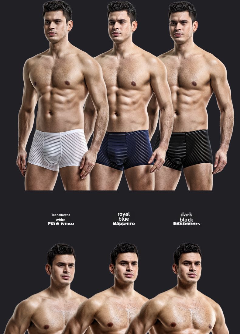 Roupa íntima masculina de malha modal, boxers sem costura de seda gelada para homens, boxers finos sem costura respiráveis de verão_voghion.com