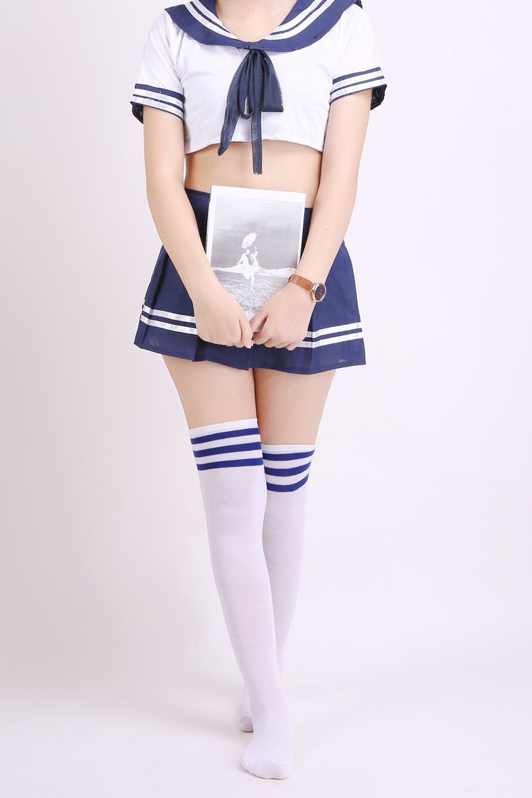 Calzini Harajuku in stile college giapponese, con tre strisce bianche e nere, da donna, sopra il ginocchio, da calcio, lunghi e alti_voghion.com