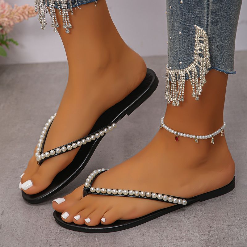 Sandali con punta a clip in stile chane, per donna, estate 2025, nuovi sandali casual piatti, grandi dimensioni, da donna_voghion.com