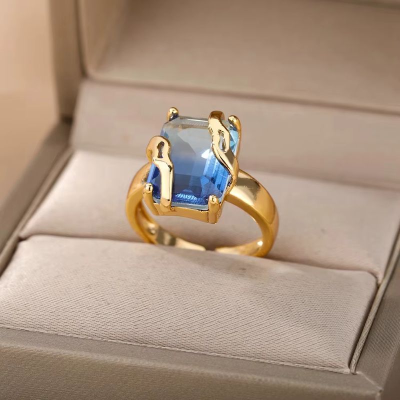 Aurora Atelier Luxury Blue Colorful Zircon Rings For Women Stainless Steel Gold Plated Flower Butterfly Ring Exquisite Party Shiny Jewelry 2025_voghion.com
