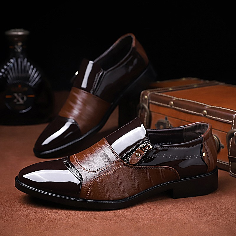 New High Quality Leather Men's Business Casual Leather Shoes, Formal Shoes, Pointed Low Top Shoes, Western Denim Versatile_voghion.com