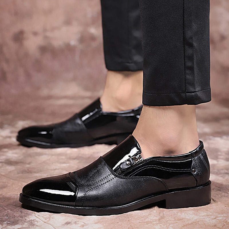 New High Quality Leather Men's Business Casual Leather Shoes, Formal Shoes, Pointed Low Top Shoes, Western Denim Versatile_voghion.com