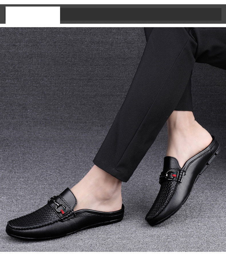 Νέα ανδρική μόδα ανάγλυφη μεταλλική πόρπη casual half drag_voghion.com