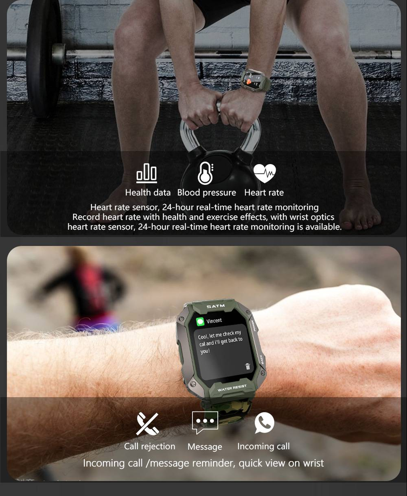 Byteuni Smart Health Watch, Fitness Activity Tracker with Heart Rate Blood Oxygen IP68 Waterproof 1.81 inch Screen Smart Watch for iOS&Android_voghion.com