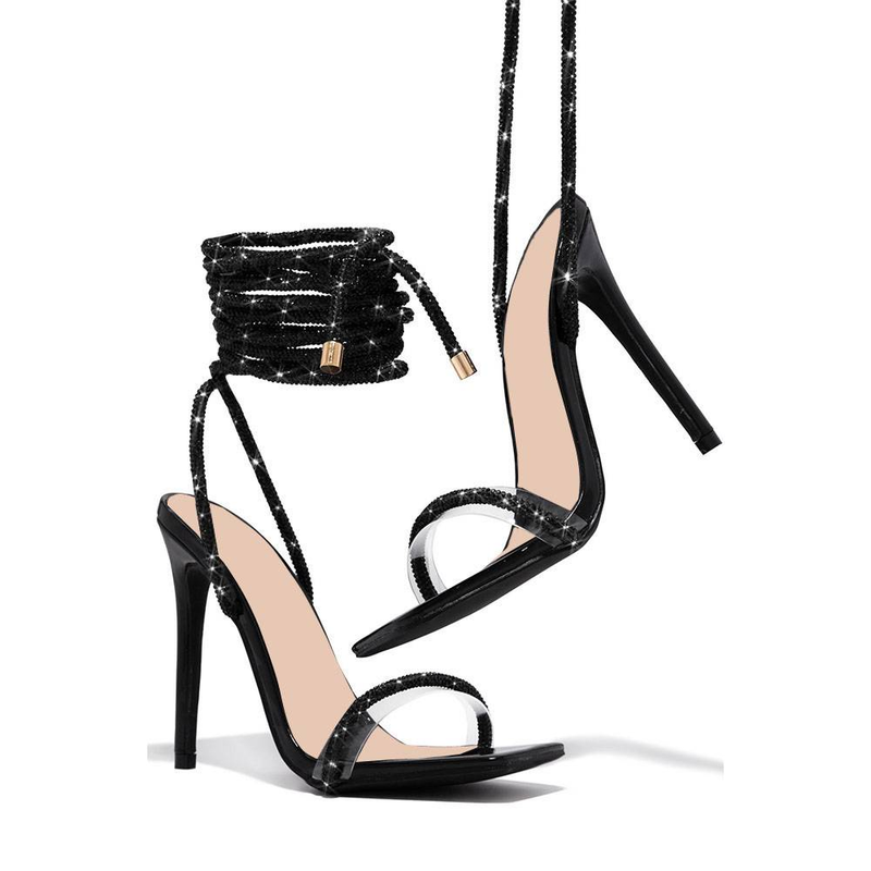Women's shoes new high heel straps one strap slim high heels Roman stiletto open toed sandals Heels_voghion.com