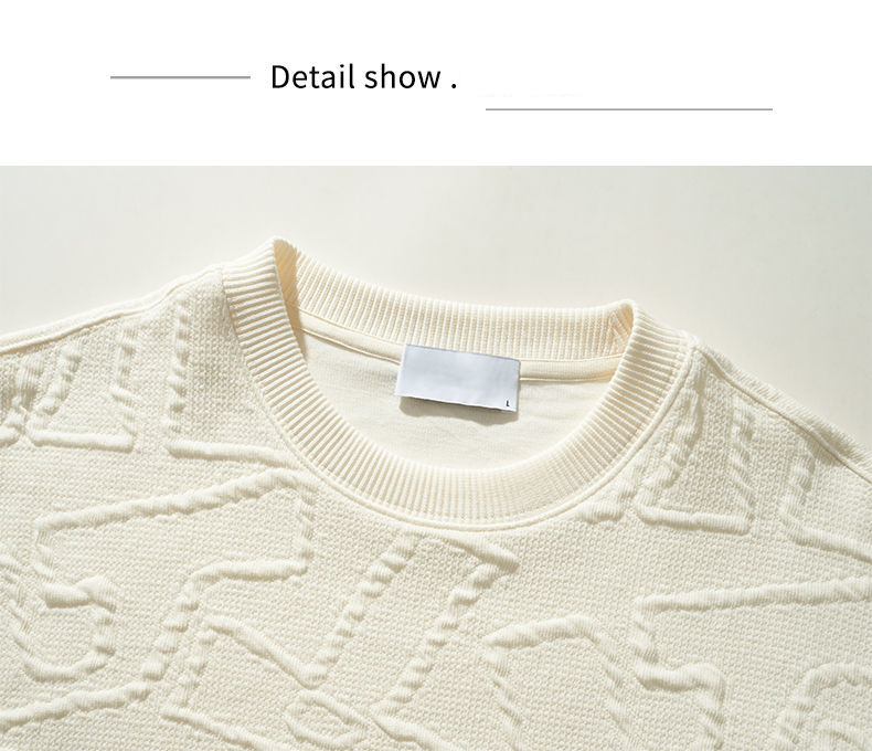 Herrenbekleidung Textur Jacquard Schweres Rundhals-Sweatshirt, Neuer Stil Im Frühling Und Herbst, Modisches, Vielseitiges Langarm-Unterhemd_voghion.com