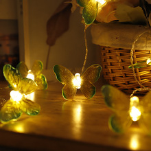 Cadena de luces LED con forma de mariposa, transparente y pintada, ideal como accesorio para fotos de Navidad, bodas y fiestas._voghion.com